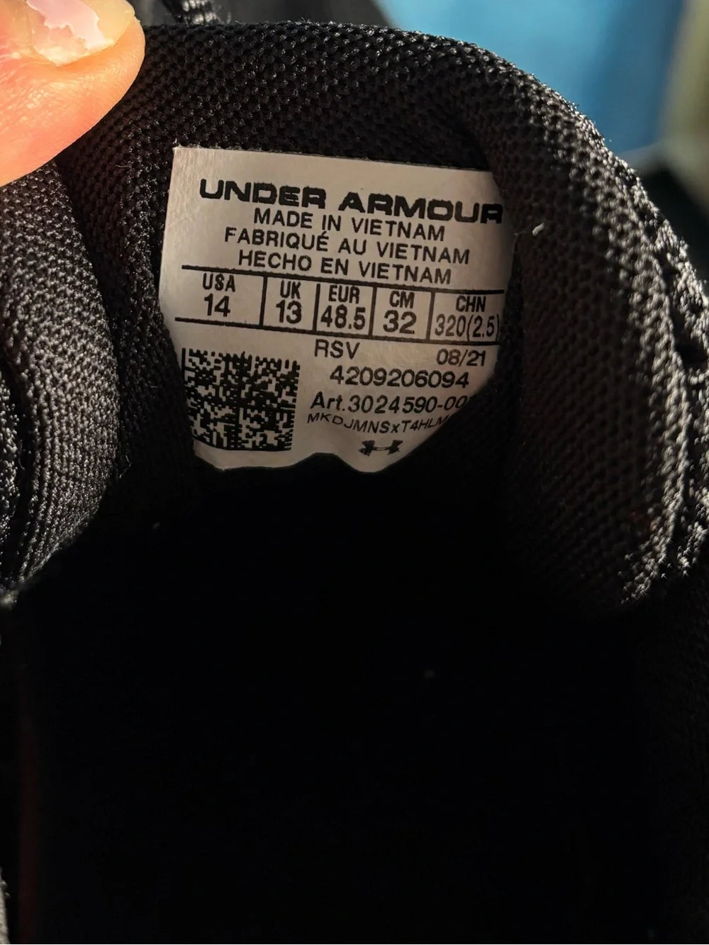 Under Armour Charged Assert 9 Black and White Men’s Size 14 Running Shoes